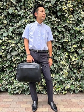 「アイテム（ビジネスシャツ）」を使った、0493psfaさん（メンズ・182cm）の夏コーディネート