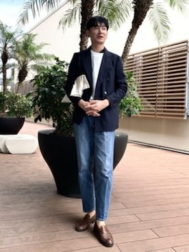 「きれいめスタイル」｜「アイテム（ジャケット/アウター）」を使った、0493psfaさん（メンズ・181cm）の夏コーディネート