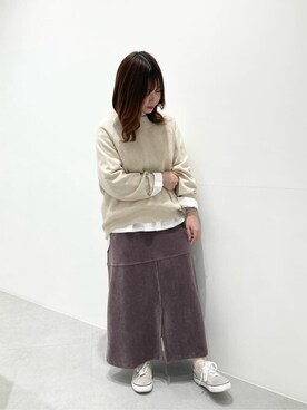 「ONIGIRI（オニギリ）のアイテム」を使った、COMME CA ISM STAFFさん（レディース・154cm）の冬コーディネート