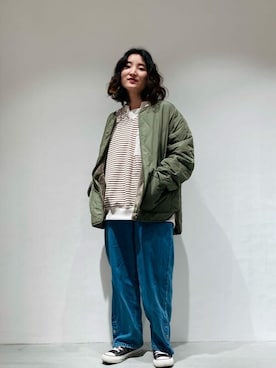 「ONIGIRI（オニギリ）のアイテム（ブルゾン）」を使った、COMME CA ISM STAFFさん（レディース・151cm）の冬コーディネート