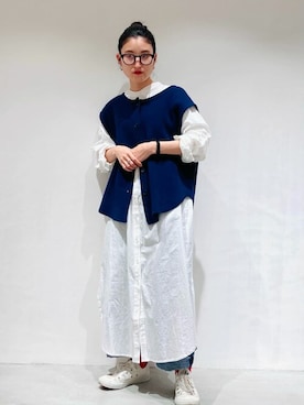 「COMME CA ISM（コムサイズム）のアイテム（シャツワンピース）」を使った、COMME CA ISM STAFFさん（レディース・151cm）の冬コーディネート
