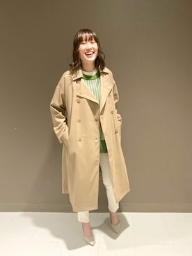 「COMME CA ISM（コムサイズム）のアイテム（トレンチコート）」を使った、COMME CA ISM STAFFさん（レディース・168cm）の冬コーディネート