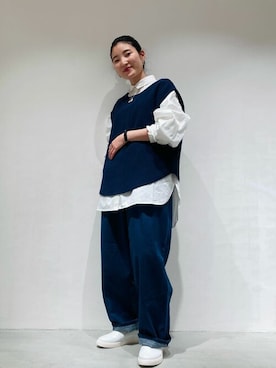 「ONIGIRI（オニギリ）のアイテム」を使った、COMME CA ISM STAFFさん（レディース・151cm）の冬コーディネート