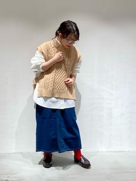 「ONIGIRI（オニギリ）のアイテム」を使った、COMME CA ISM STAFFさん（レディース・148cm）の冬コーディネート