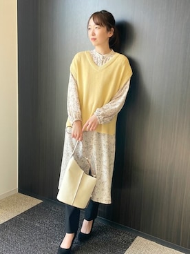 「COMME CA ISM（コムサイズム）のアイテム（シャツワンピース）」を使った、COMME CA ISM STAFFさん（レディース・164cm）の冬コーディネート