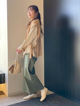 「ONIGIRI（オニギリ）のアイテム」を使った、COMME CA ISM STAFFさん（レディース・164cm）の冬コーディネート