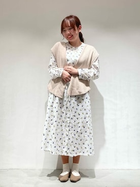 「COMME CA ISM（コムサイズム）のアイテム（シャツワンピース）」を使った、COMME CA ISM STAFFさん（レディース・156cm）の春コーディネート