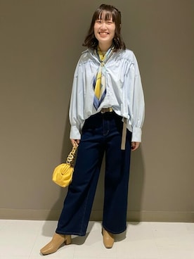 「オーバーシャツ」｜「アイテム（財布/小物）」を使った、COMME CA ISM STAFFさん（レディース・168cm）の春コーディネート
