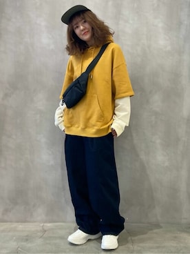 「COMME CA ISM（コムサイズム）のアイテム（帽子）」を使った、COMME CA ISM STAFFさん（レディース・161cm）の春コーディネート