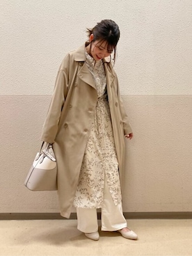「COMME CA ISM（コムサイズム）のアイテム（トレンチコート）」を使った、COMME CA ISM STAFFさん（レディース・153cm）の春コーディネート