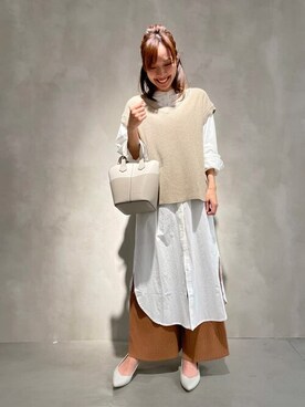 「COMME CA ISM（コムサイズム）のアイテム（シャツワンピース）」を使った、COMME CA ISM STAFFさん（レディース・153cm）の春コーディネート