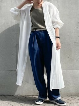 「COMME CA ISM（コムサイズム）のアイテム（シャツワンピース）」を使った、COMME CA ISM STAFFさん（レディース・151cm）の春コーディネート