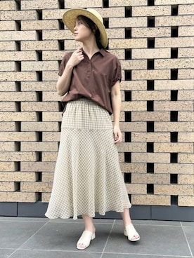 「COMME CA ISM（コムサイズム）のアイテム（帽子）」を使った、COMME CA ISM STAFFさん（レディース・168cm）の夏コーディネート