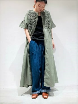 「ONIGIRI（オニギリ）のアイテム（シャツワンピース）」を使った、COMME CA ISM STAFFさん（レディース・151cm）の夏コーディネート