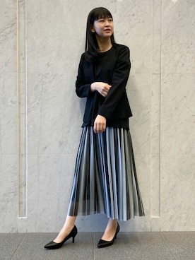 「COMME CA ISM（コムサイズム）のアイテム（ノーカラージャケット）」を使った、COMME CA ISM STAFFさん（レディース・163cm）の秋コーディネート