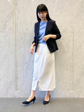 「COMME CA ISM（コムサイズム）のアイテム（ノーカラージャケット）」を使った、COMME CA ISM STAFFさん（レディース・163cm）の秋コーディネート