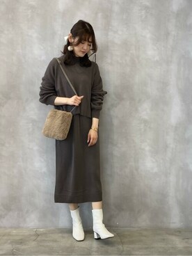 「COMME CA ISM（コムサイズム）のアイテム（ワンピース/ドレス）」を使った、COMME CA ISM STAFFさん（レディース・160cm）の秋コーディネート