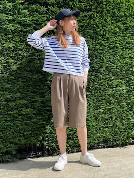 「COMME CA ISM（コムサイズム）のアイテム（帽子）」を使った、COMME CA ISM STAFFさん（レディース・164cm）の春コーディネート