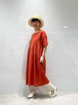 「ストライプパンツ」｜「アイテム（ワンピース/ドレス）」を使った、COMME CA ISM STAFFさん（レディース・160cm）の夏コーディネート