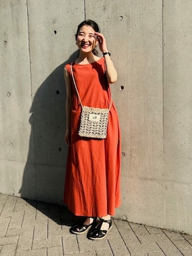 「ONIGIRI（オニギリ）のアイテム（サンダル）」を使った、COMME CA ISM STAFFさん（レディース・151cm）の夏コーディネート