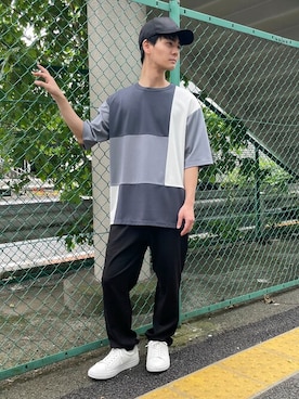 「COMME CA ISM（コムサイズム）のアイテム（帽子）」を使った、COMME CA ISM STAFFさん（メンズ・165cm）の夏コーディネート