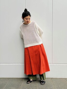 「ONIGIRI（オニギリ）のアイテム（サンダル）」を使った、COMME CA ISM STAFFさん（レディース・151cm）の夏コーディネート