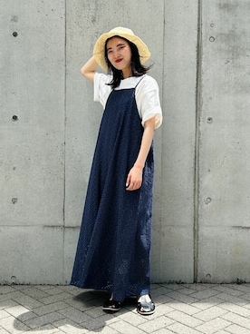 「ONIGIRI（オニギリ）のアイテム（サンダル）」を使った、COMME CA ISM STAFFさん（レディース・151cm）の夏コーディネート