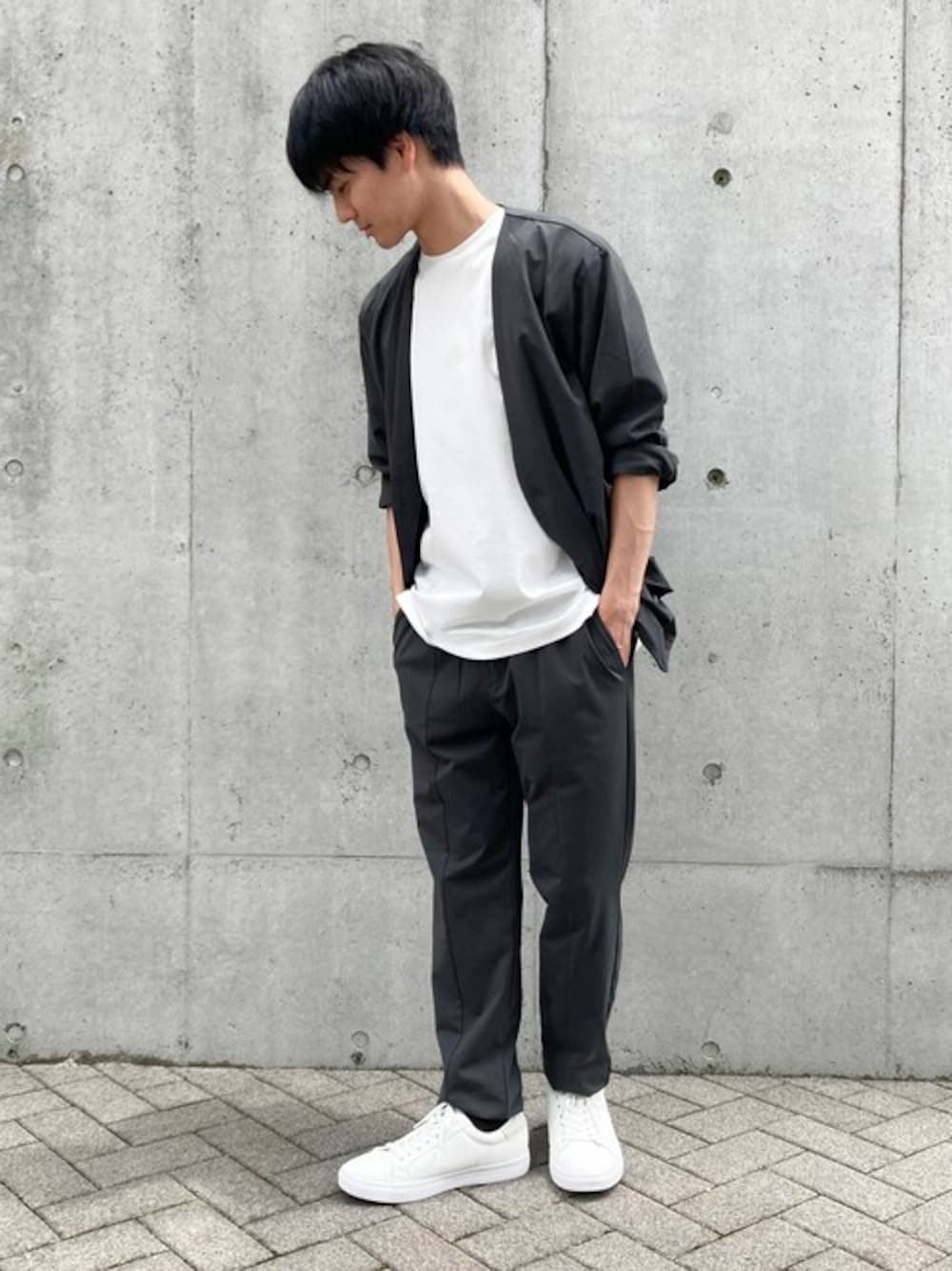 COMME CA ISMのノーカラージャケットを使ったメンズ人気