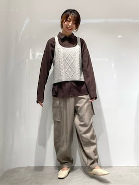 「ONIGIRI（オニギリ）のアイテム（トップス）」を使った、COMME CA ISM STAFFさん（レディース・161cm）の秋コーディネート