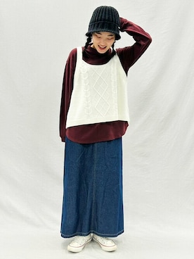 「ONIGIRI（オニギリ）のアイテム（トップス）」を使った、COMME CA ISM STAFFさん（レディース・151cm）の秋コーディネート