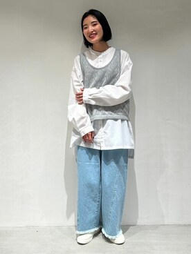 「ONIGIRI（オニギリ）のアイテム（パンツ）」を使った、COMME CA ISM STAFFさん（レディース・151cm）の冬コーディネート