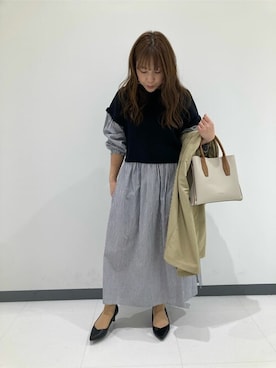 「COMME CA ISM（コムサイズム）のアイテム（トレンチコート）」を使った、COMME CA ISM STAFFさん（レディース・151cm）の春コーディネート