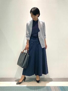 「低身長」｜「アイテム（スーツジャケット）」を使った、COMME CA ISM STAFFさん（レディース・156cm）の春コーディネート