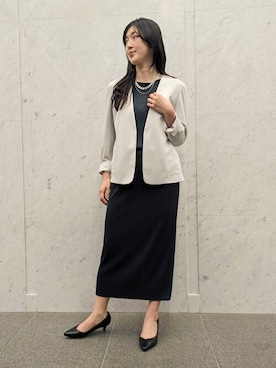 「COMME CA ISM（コムサイズム）のアイテム（ノーカラージャケット）」を使った、COMME CA ISM STAFFさん（レディース・163cm）の春コーディネート