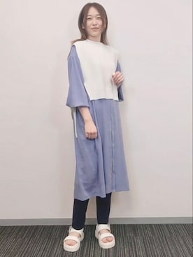 「COMME CA ISM（コムサイズム）のアイテム（シャツワンピース）」を使った、COMME CA ISM STAFFさん（レディース・164cm）の春コーディネート