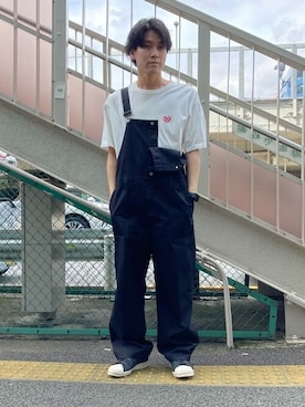 「ワンポイント」｜「アイテム（オールインワン・サロペット）」を使った、COMME CA ISM STAFFさん（メンズ・173cm）の春コーディネート