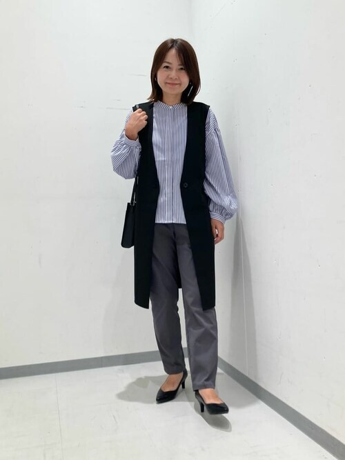 コムサ COMME CA リネンストレッチストライプ セットアップ