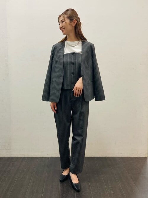 セットアップ対応】 ポリエステルレーヨンストレッチツイル ストライプ