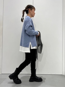 「ONIGIRI（オニギリ）のアイテム（トップス）」を使った、COMME CA ISM STAFFさん（レディース・158cm）の秋コーディネート