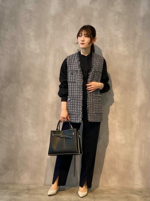 ベスト ジレ ファンシーツイード　ロングジレ レディース COMME CA ISM ベスト ジレ ファンシーツイード ロングジレ