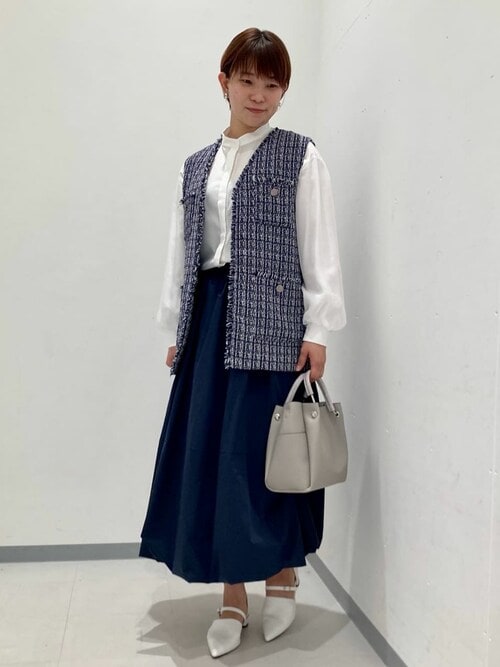 COMME CA ISM ベスト ジレ ファンシーツイード ロングジレ レディース