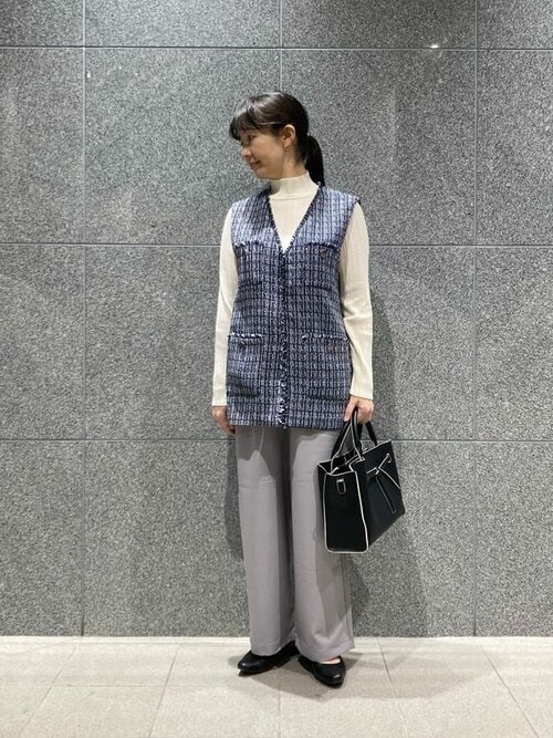 ベスト ジレ ファンシーツイード　ロングジレ レディース COMME CA ISM ベスト ジレ ファンシーツイード ロングジレ