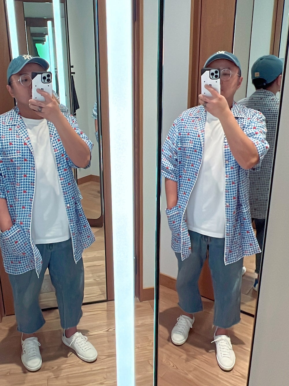 「FOREVER 21のアイテム（デニムパンツ、ブルー系）」を使った、kai-kaiさん（メンズ・167cm）の春コーディネートの1枚目の写真