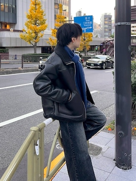 「アイテム（マフラー）」を使った、Shotaさん（メンズ・170cm）の秋コーディネート