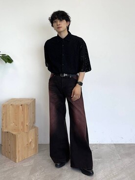 「アイテム（パンツ、レッド系）」を使った、Shotaさん（メンズ・170cm）の夏コーディネート