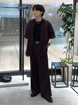 「アイテム（パンツ、レッド系）」を使った、Shotaさん（メンズ・170cm）の夏コーディネート