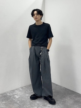 「HARE（ハレ）の【SET UP対応】クリスプディープタックワイドパンツ(HARE)（スラックス）」を使った、Shotaさん（メンズ・170cm・30代）の夏コーディネート