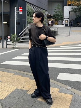 「HARE（ハレ）のアイテム（スラックス）」を使った、Shotaさん（メンズ・170cm）の夏コーディネート