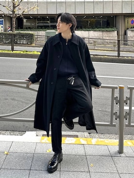 「アイテム（ステンカラーコート）」を使った、Shotaさん（メンズ・170cm）の冬コーディネート