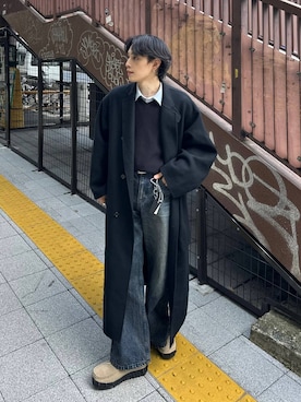 「アイテム（チェスターコート）」を使った、Shotaさん（メンズ・170cm）の秋コーディネート